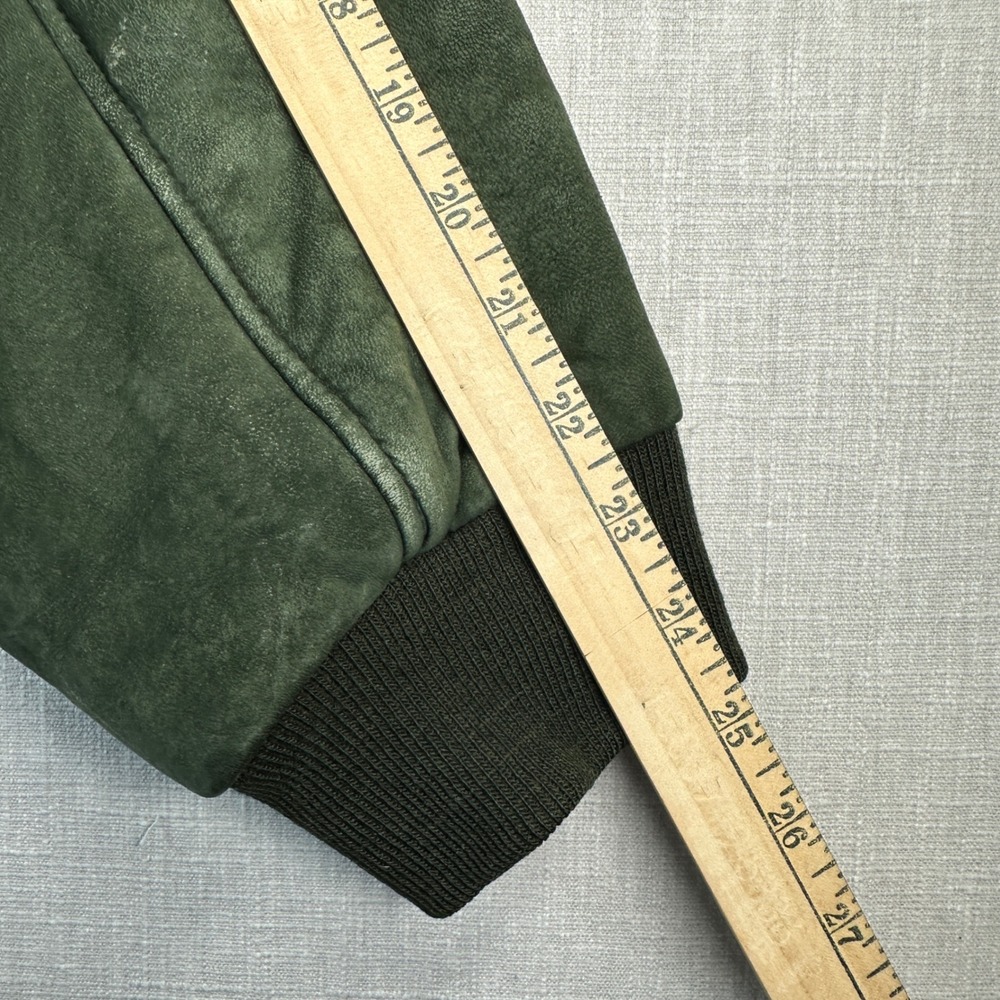 L.L. Bean Bomber Jacket Mens L Green Nubuck Leather Thinsulate Plaid Vintage - Picture 13 of 16